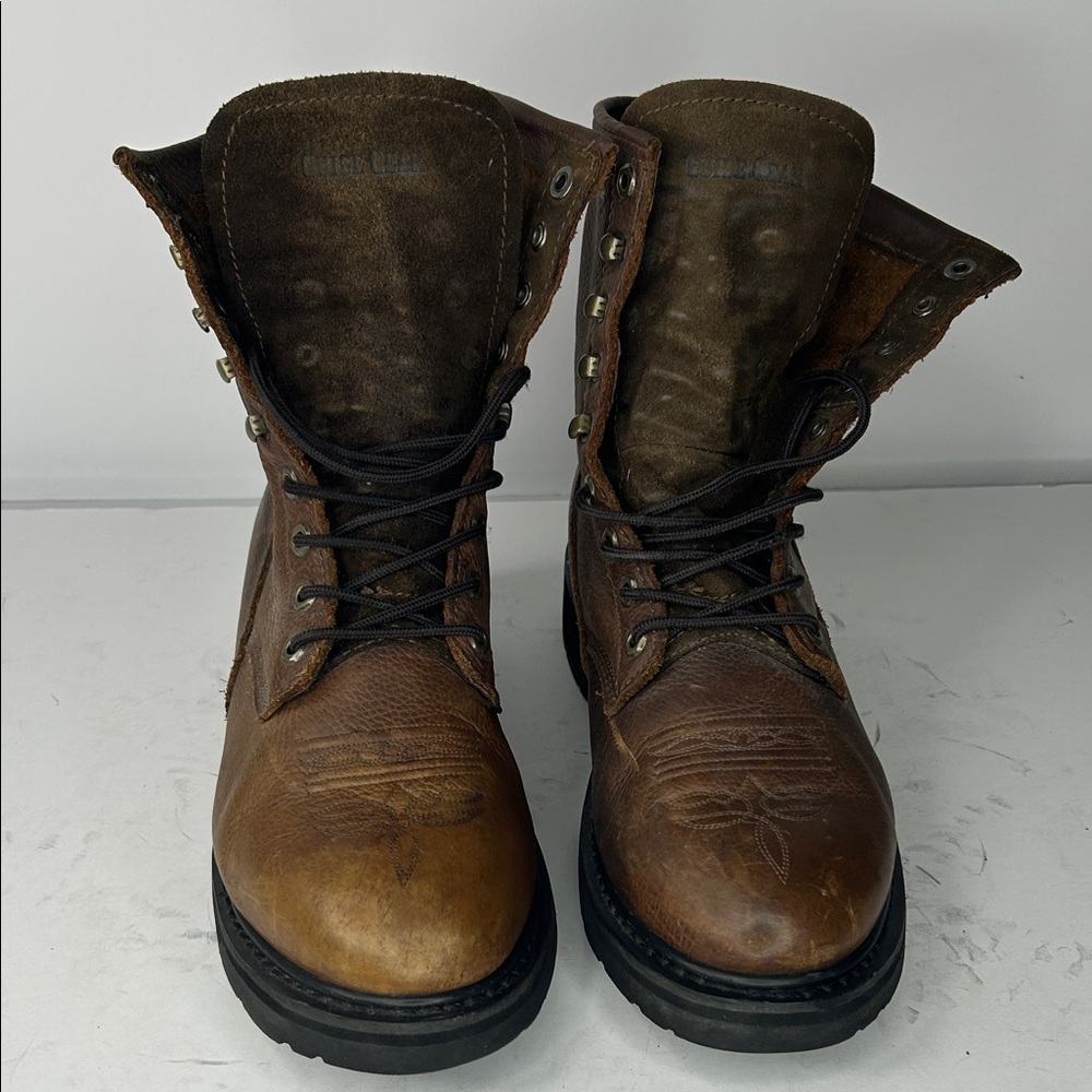 Rugged Brown Leather Lace-Up Boots
